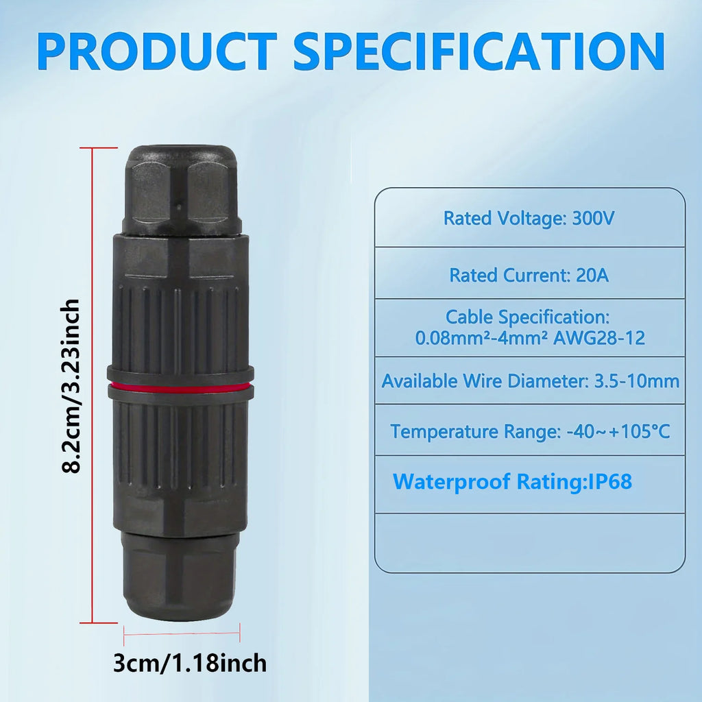 5Pcs Ip68 Waterproof Cable Connector Quick Connection 2 in 2 Out /3 in 3 Out Electrical Terminal Adapter Wire Connector