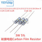 10pcs 3W Carbon Film 0.1 0.12 0.15 0.18 0.22 0.25 0.27 0.33 0.39 Ohm R Metal Oxide Film Resistor 5% 100K 510K 820K 6.8M 0.1R-10M