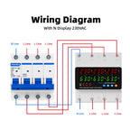 3 Phase Din Rail Voltmeter Ammeter Adjustable Over Under Voltage Current Limit Protection Monitor Relays Protector 63A 100A