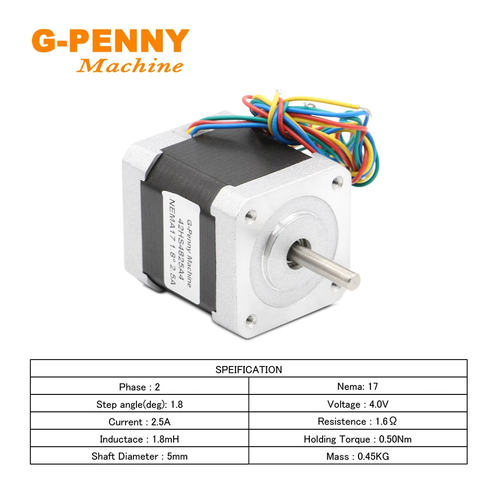 G-Penny Nema17 42HS4825A4 Stepper motor 2.5A 0.50N.m 71OZ-IN 1.8 degree 4-Lead For 3d printer cnc