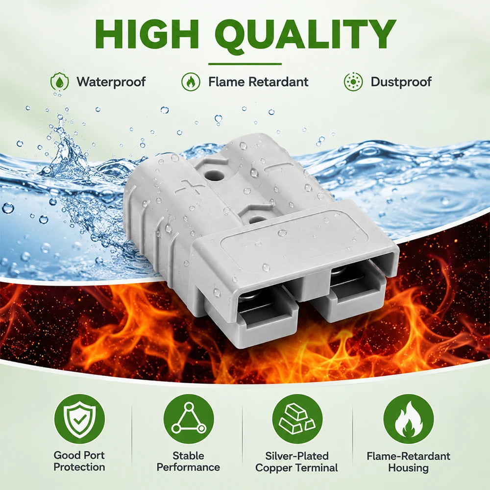50A 2/4PCS Battery Quick Connect Disconnect Connector Plug with Panel Mount & Waterproof Dust Cove for RV Truck Winch