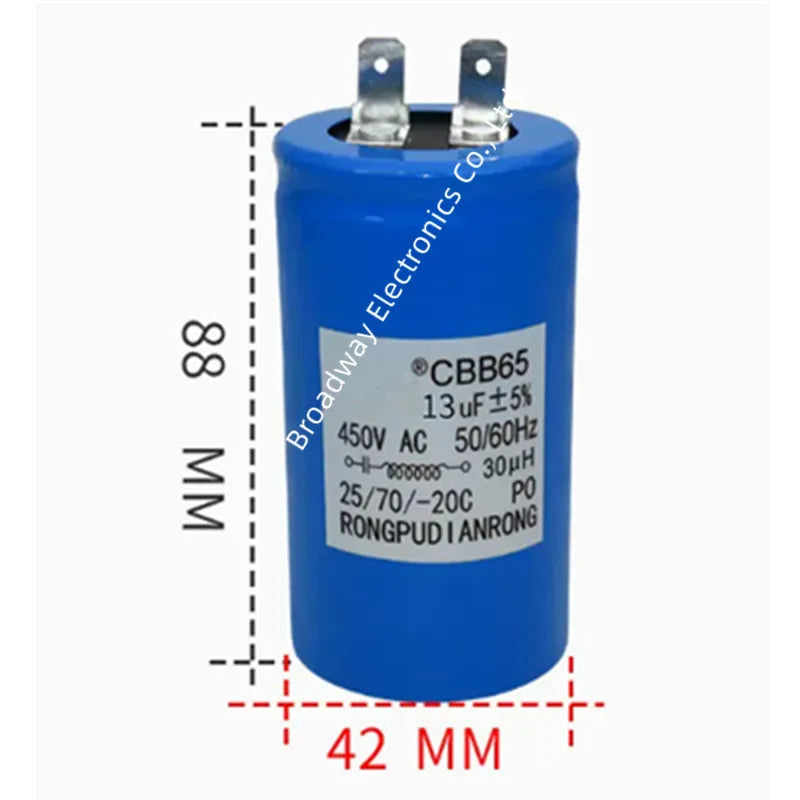 CBB65 full-automatic washing machine start capacitance 450V 8.5UF 10UF 12UF 13UF 15UF 16UF Single insert