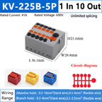 1PC 2.5mm² Plug-in Terminal Block Wire Electrical Cable Connectors Splitter Spliceable DIN-Rail Mounting Junction Box Tool