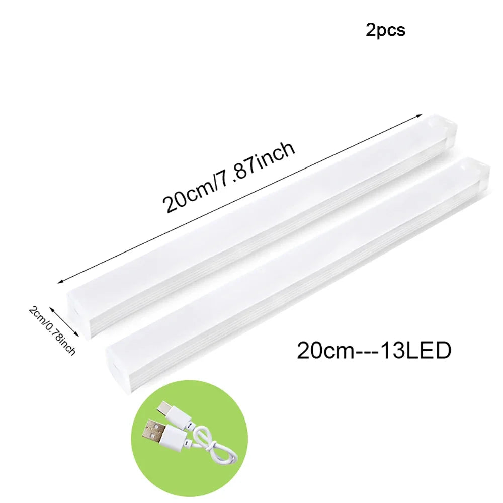 Runtowo 2pcs LED Motion Sensor Light Wireless Night Light Rechargeable Light Cabinet Wardrobe Staircase Backlight For Kitchen