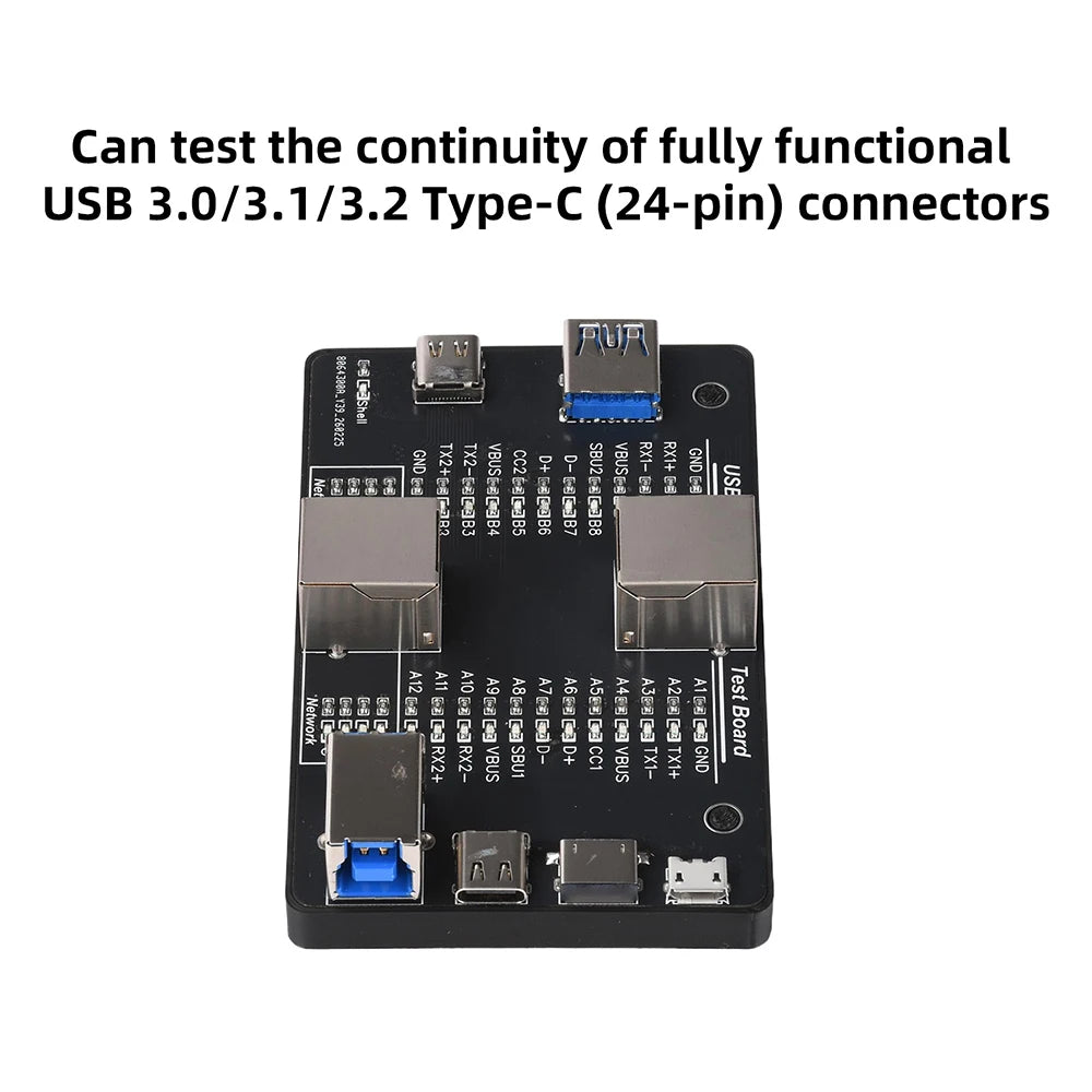 Multifunctional Data Cable Tester USB3.0/3.1/3.2 Type-C 24Pin Cable Detector Support Lightning Micro RJ45 Type-B Cable Test Tool