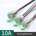 16/19/22mm IP67 Waterproof Metal Push Button Switch 10A High Current LED Light Momentary Latching Outdoor Power Switch Red Green