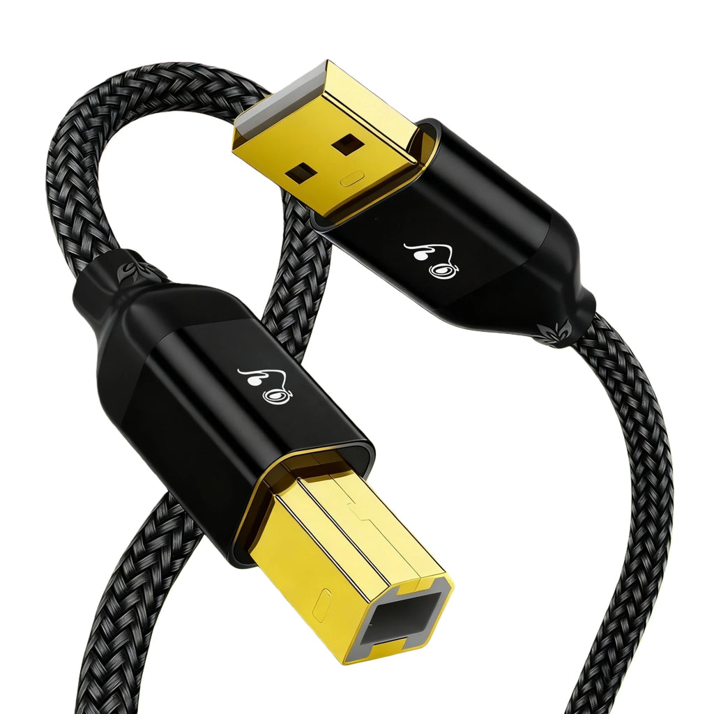USB Type-A to USB Type-B 2.0 Cable, 480 Mbps Transfer Speed, Wear-Resistant with Gold-Plated Connectors, Plug-and-Play