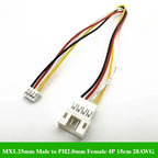 1/5/10/30/50Pcs/lot MX1.25mm Male to PH2.0mm Female 2P 3P 4P terminal wire 15cm 28AWG Children's toy cable JST MX1.25 PH2.0