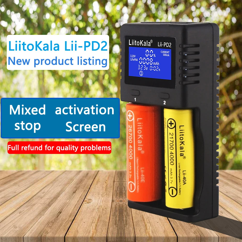 Liitokala Lii-PD4 Lii-PD2 18650 Battery Charger for 1.2V 3.7V NiMH 26650 21700 18350 18500 14500 AA AAA LiFePO4 Batteries