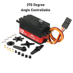 12kg Short Body Low Profile Digital Servo Metal Gear 180° 270° 360° for Arduino RC Car Drift 1:10 1:12 Fix-wing Robot Arm