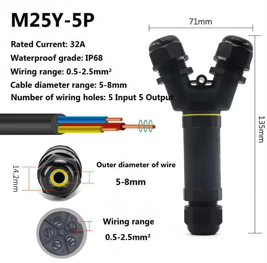 Heavy Duty Quick Connect Terminal Block T-type, IP68 Waterproof 2/3/4/5Pin for Secure & Fast Damp-Proof Wiring Connector