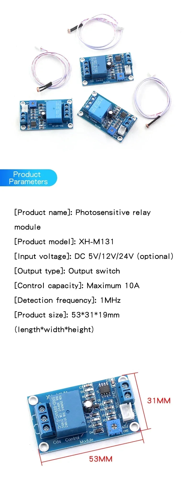 XH-M131 Photoresistor Module Automatic Brightness Control Light Switch Sensor 5V 12V 24V