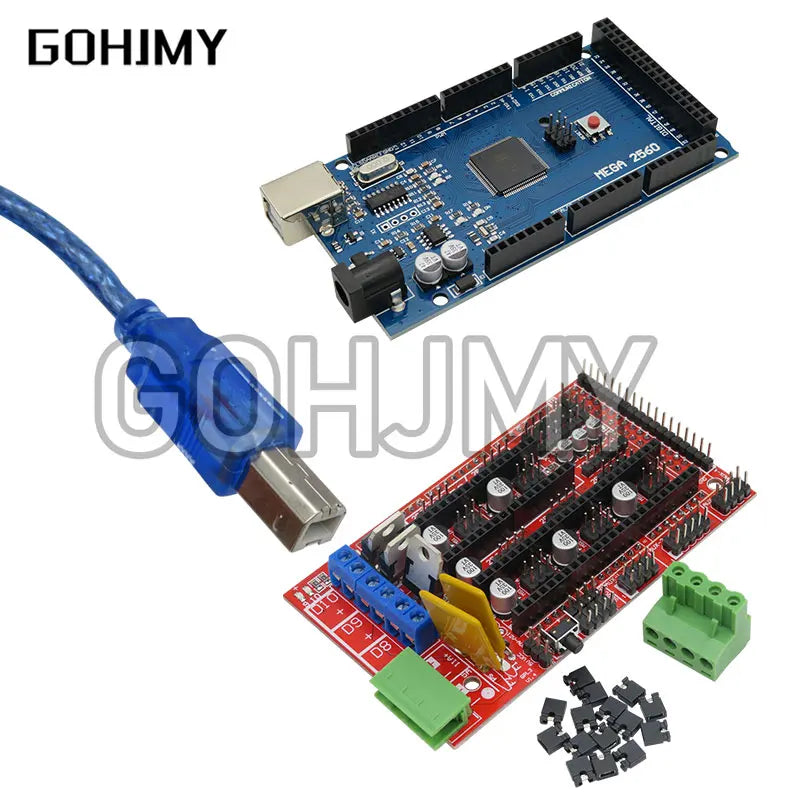 Mega 2560 R3 CH340+1pcs RAMPS 1.4 Controller+5pcs A4988/DRV8825 Stepper Driver Module+1pcs 2004 controller for 3D Printer kit