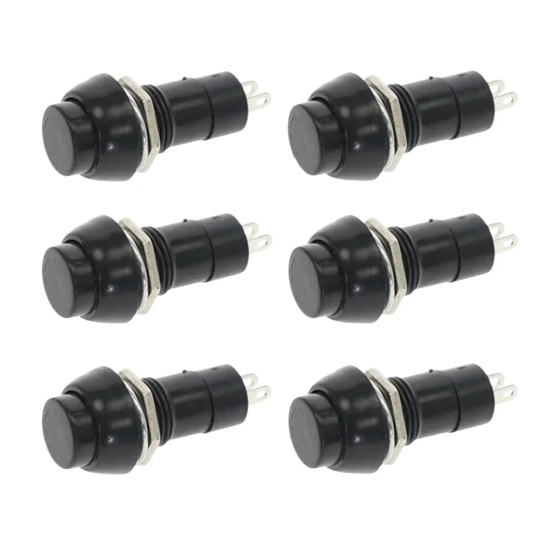 6PCS PBS-11A PBS-11B 12mm self-locking / Self-reset Plastic Push Button Switch Latching Momentary Switchs 3A 250V AC 2PIN 6Color