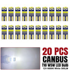 10/20/40 PCS CANBUS T10 W5W LED Bulb For Car Interior Dome Door Maps Trunk License Plate Lights 12V 4014-45SMD 6500K White 300LM