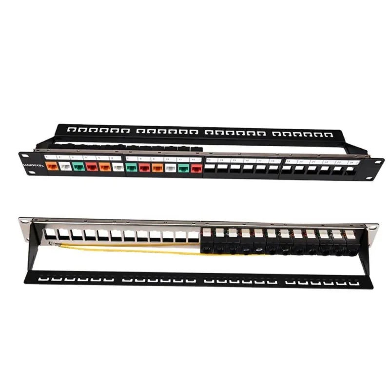 24 Port 19 inch RJ45 Patch Panel Frame Ethernet Rack Keystone Jack Coupler Cat5e Cat6 Cat6A Cat7 Network Cabinet Cable Internet