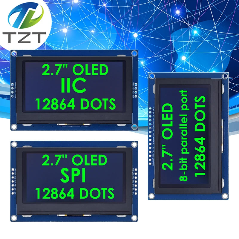 2.7 Inch OLED LCD display 128x64 drives SSD1327 IIC / SPI / 8-bit parallel port For Arduino