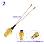 1PCS RG178 SMA Female to 2*IPX-1 Female Connector Y Splitter SMA to IPX Cable Pigtail RF Coaxial WIFI Antenna Extension Jumper