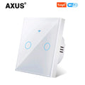 Works With Tuya WiFi Smart Switch Alexa No Neutral Wire Wireless RF433Mhz Remote Wall Touch Sensor Lightes Switch 1/2/3Gang