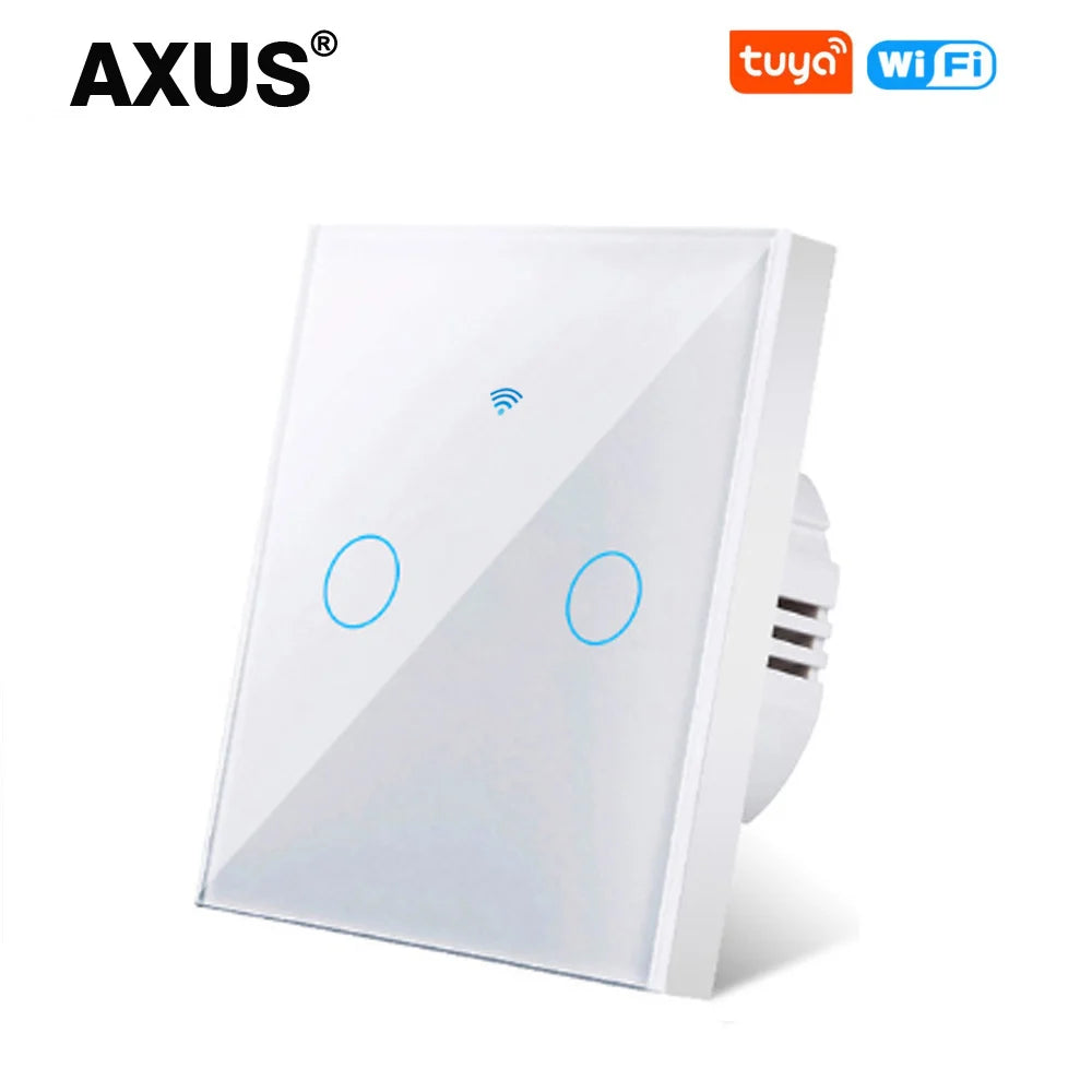 Works With Tuya WiFi Smart Switch Alexa No Neutral Wire Wireless RF433Mhz Remote Wall Touch Sensor Lightes Switch 1/2/3Gang