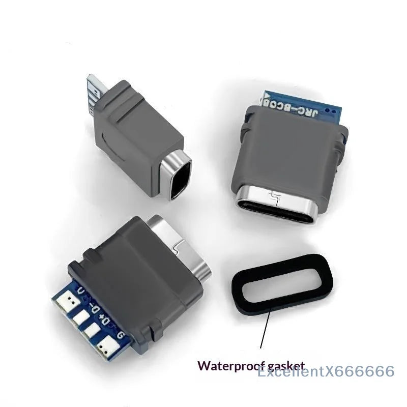 2/5/10Pcs USB 3.1 Waterproof Type-C Connector 4PIN 5A Female Socket Double 5.1K Resistor Support Charging And Discharging
