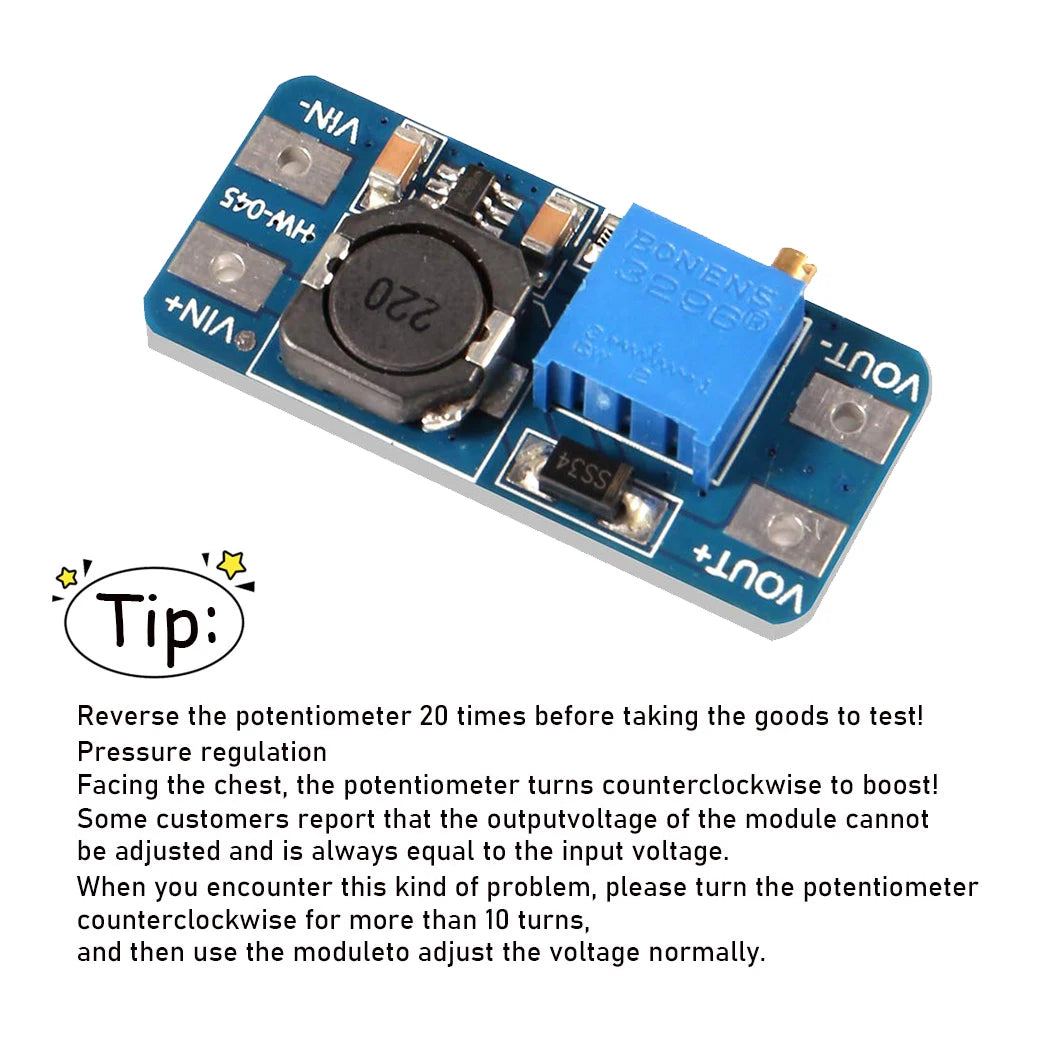 5/10PCS MT3608 DC-DC Step Up Boost Power Converter 2A Module Adjustable Step Up Voltage Regulator Board 2-24V to 5V-28V Output