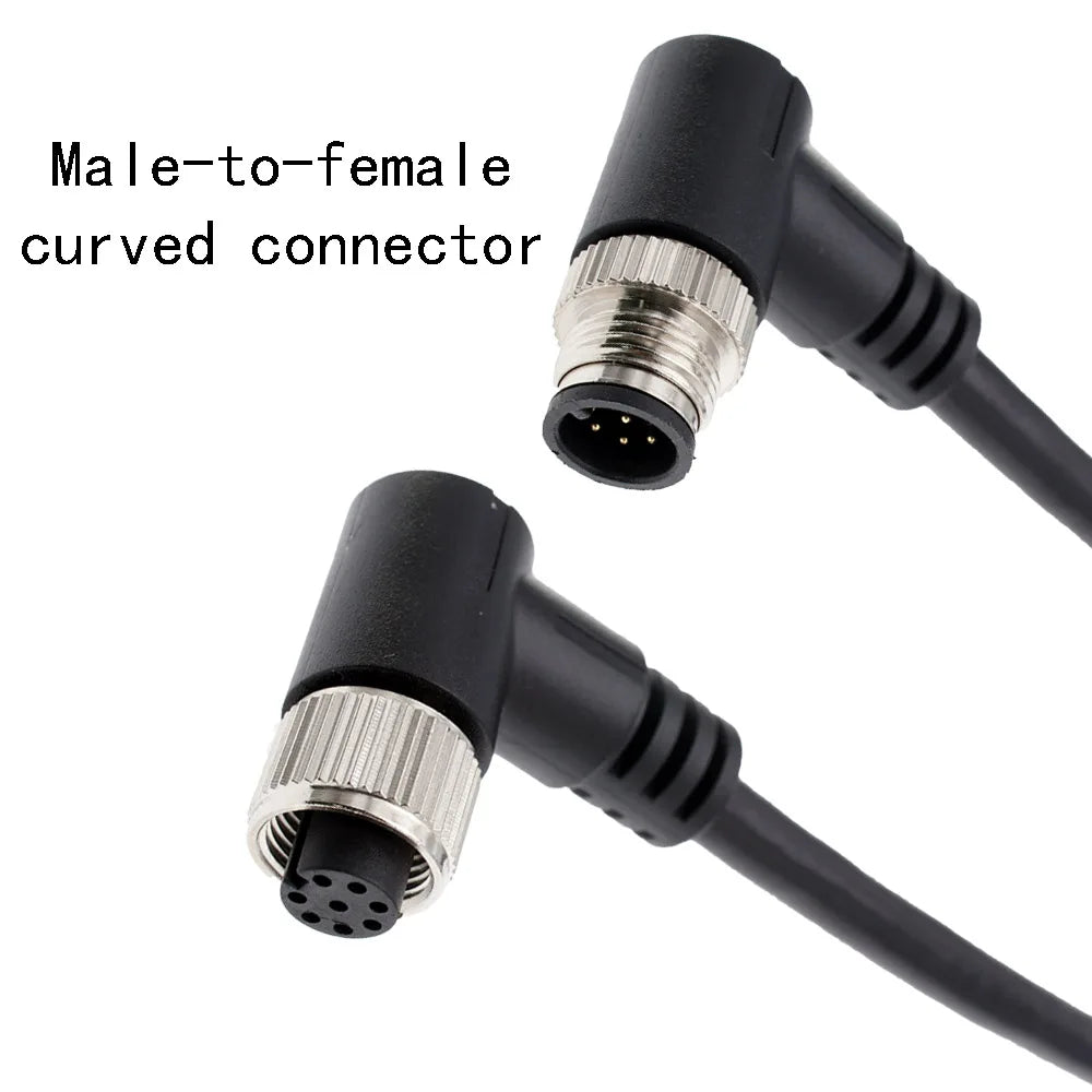 M12 Cable Connector Male and Female Circular Shield 2 3 4 5 6 7 8 9 12 17 Pin PVC PUR Straight Angle Mold OEM Waterproof