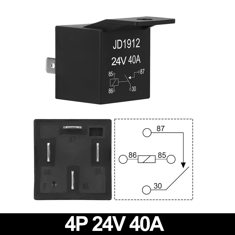 JD1914 40A 12V/24V SPDT Waterproof Car Relay, 4/5 Pin Auto Switch Starter Kit for Car Boat Tractor Truck Motorcycle