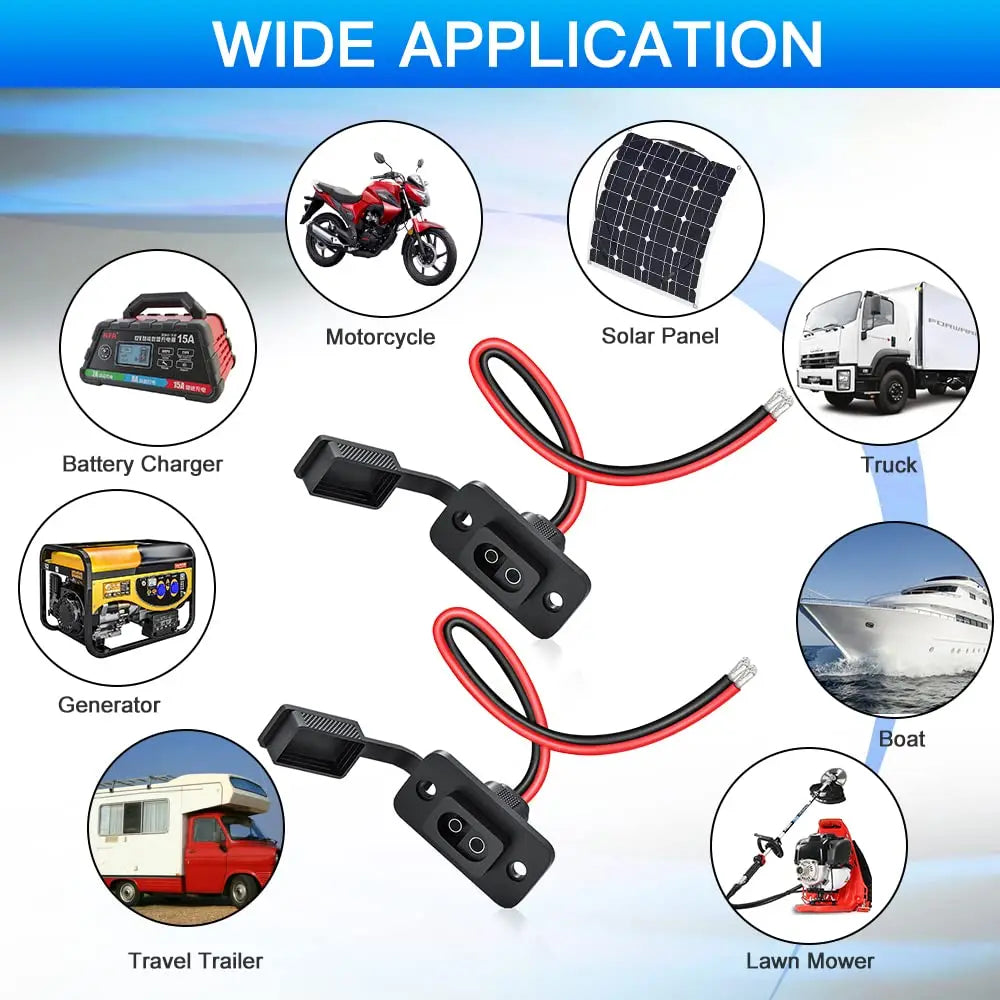 Gadpow 30CM 12AWG SAE Cable Connector Car Battery Expansion Bidding Embedded Plug Socket for Solar Generator Battery Charger