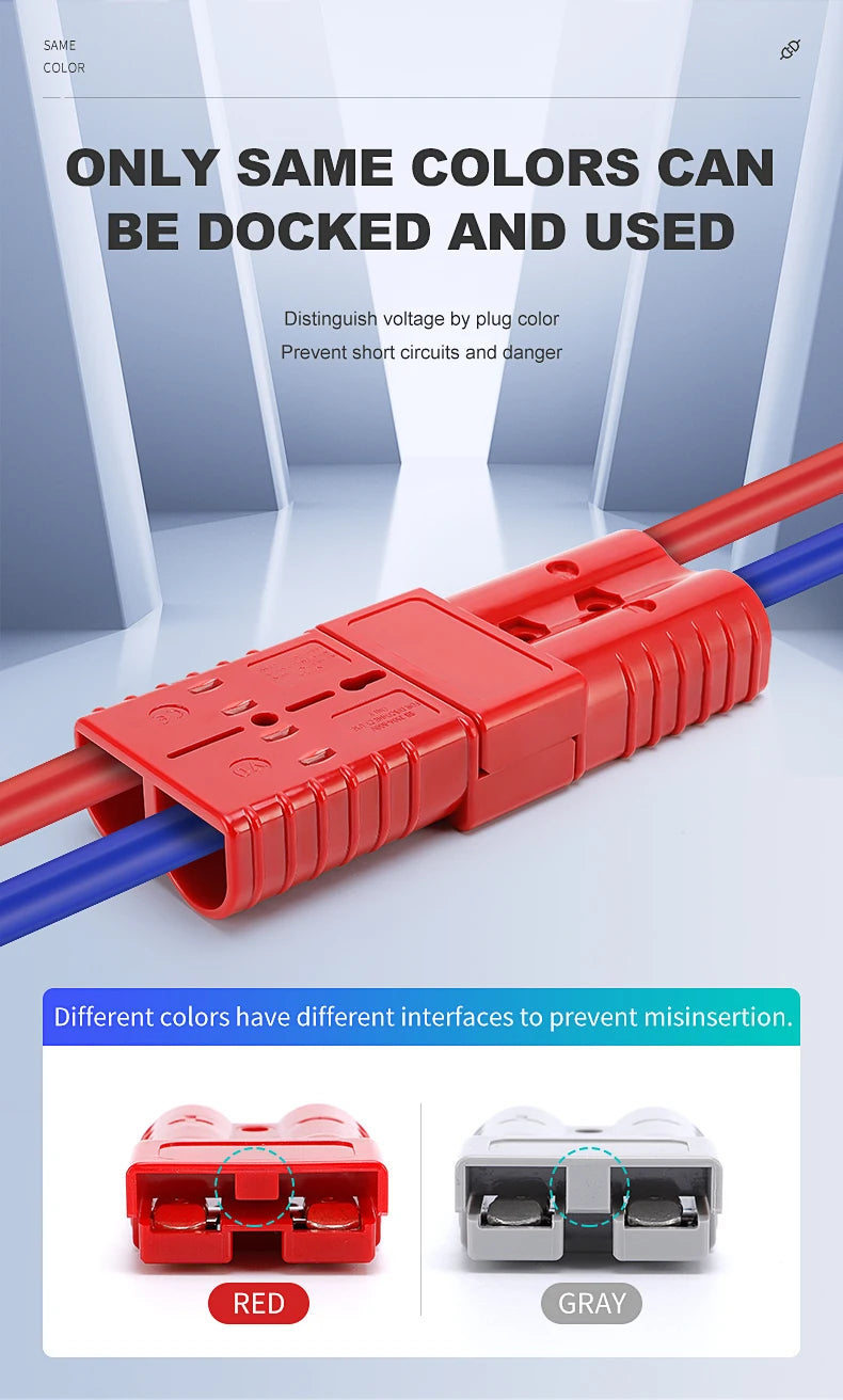 1/2/4PCS 50A Battery Power Connector Kit Quick Plug 600V Car Forklift Battery Charging Electrical Cable Wire Terminal Connectors