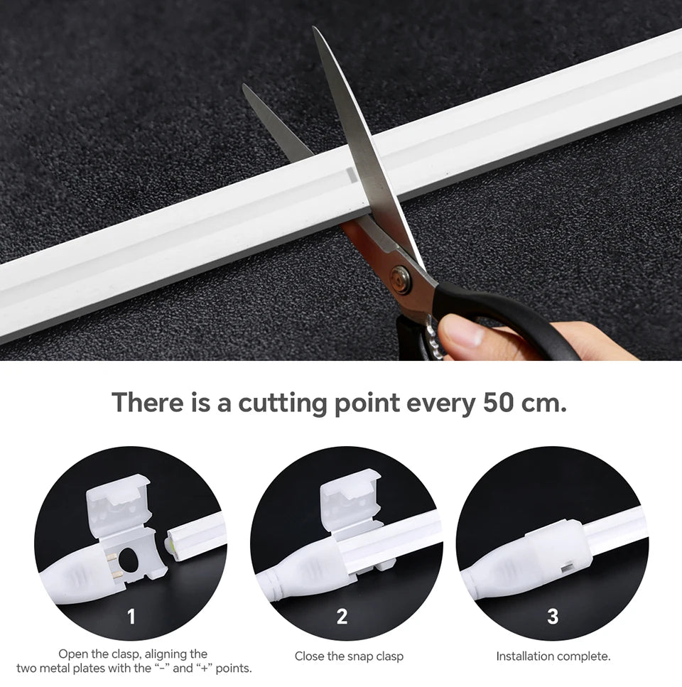 Super Bright 220V COB LED Strip Neon Lights 280LEDs/m Flexible Kitchen Lamp RA90 Waterproof LED Tape With EU Power Plug 1M-30M