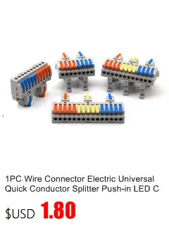 1PC Wire Connector Electric Universal Quick Conductor Splitter Push-in LED Cable Terminal Blocks Mountable Rail Junction Box