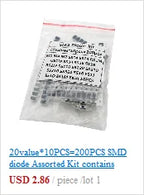 90pcs 9values x 10pcs 1N4001 1N4004 1N4007 SS14 SS24 SS34 SS16 SS26 SS36 SMD schottky diode assort kit