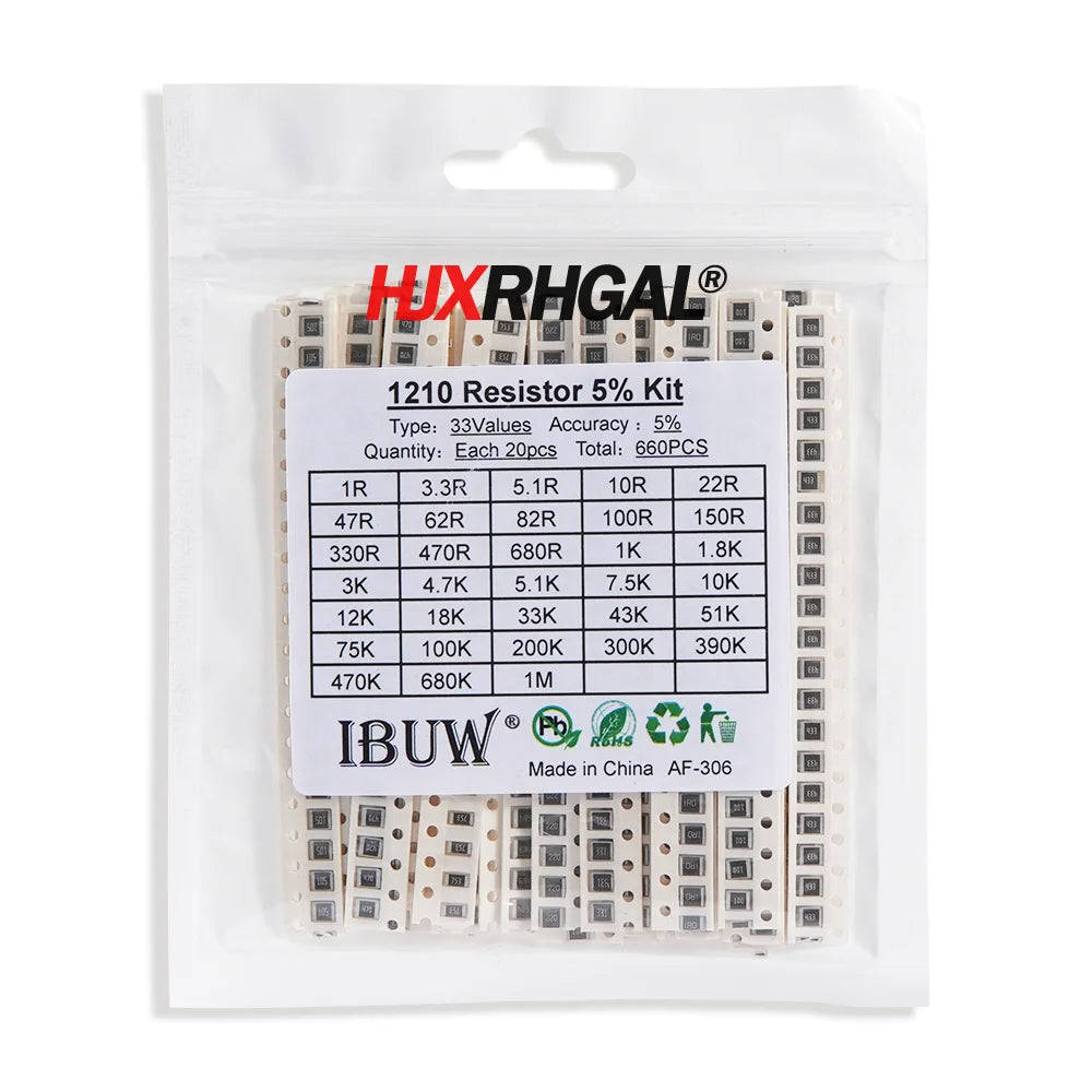 0402 0805 0603 1206 2512 1210 SMD Resistor Kit Assorted Kit Sample Kit 10/20/33/36/60/80 Values 1K 10K 20K 100K 100 200 220 ohm