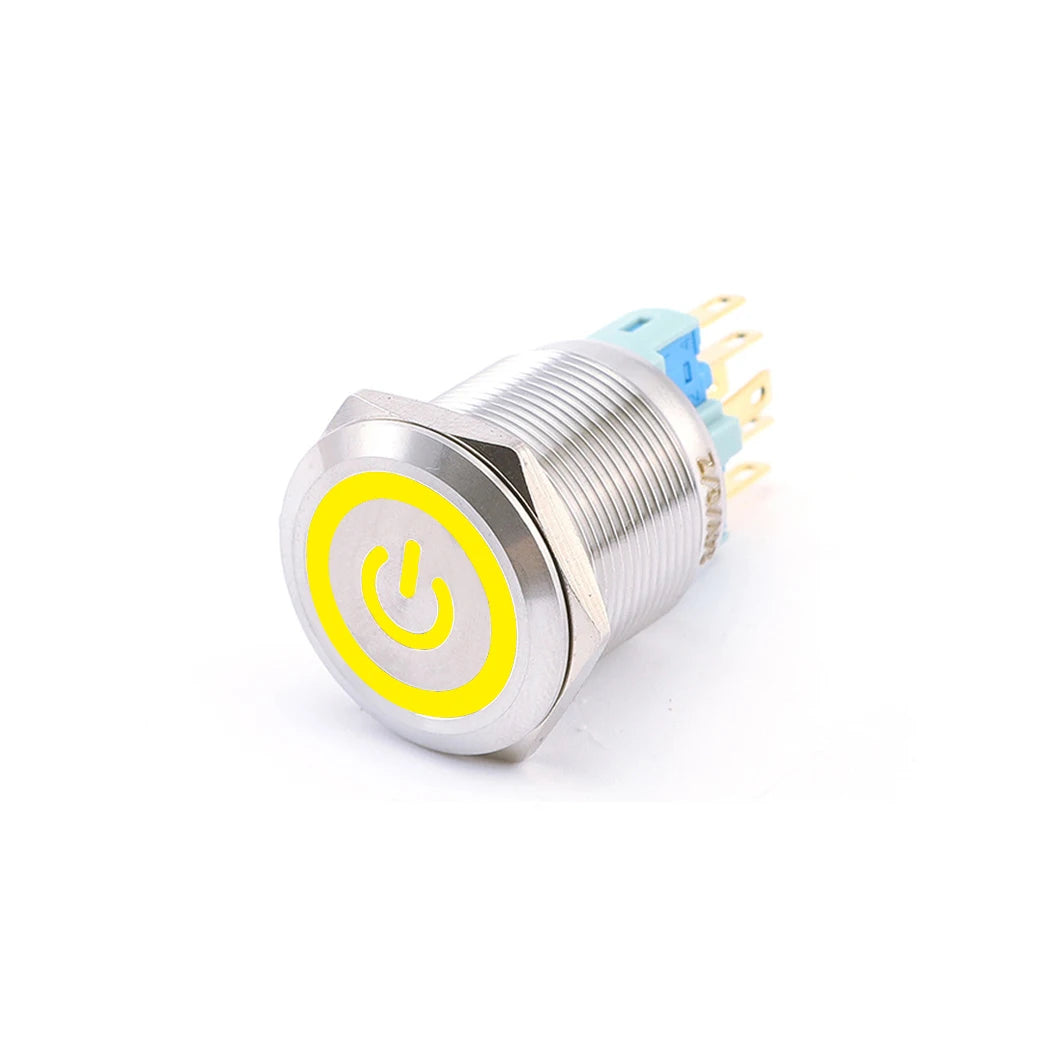 ABILKEEN 22/25MM 1NO1NC/2NO2NC Metal Push Button Switch IP65 Waterproof Momentary/Latching Push Button with LED Ring Light