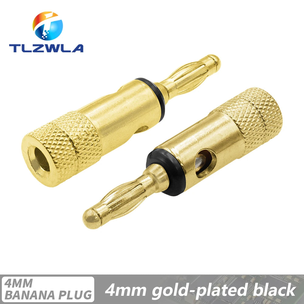 2PCS 24K Gold-Plated Musical Cable Wire Banana Plug Pro Audio Speaker Connector Plated Musical Speaker Pin Connector