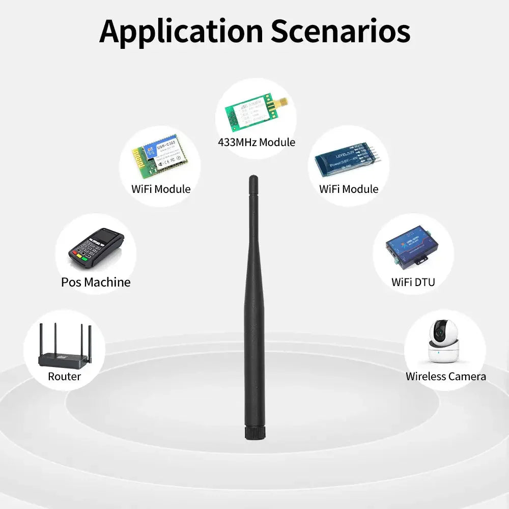 2PCS 2.4G 5.8G Omnidirectional Rubber Rod Antenna Collapsible WiFi Bluetooth Aerial High Gain 6dBi SMA Male for Wireless Router