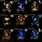Pokemon Crystal Ball 3D Mewtwo Pikachu Gengar Pokeball 3D Night Light Lamp Glass Statue Pokemon Crystal Ball Birthday Gift