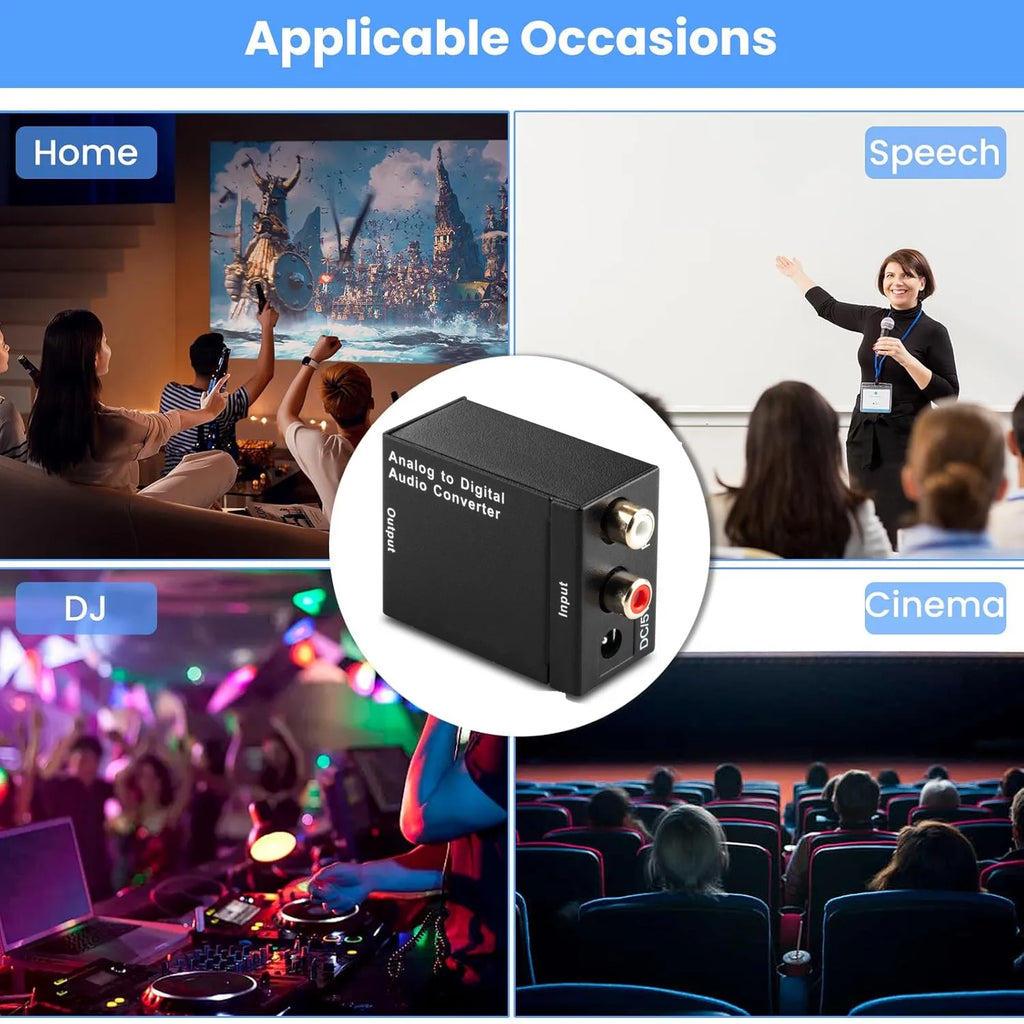 ADC Analog To Digital Audio Converter RCA to Optical Toslink Audio Adapter Analog Digital Fiber Toslink Coaxial Audio Converter
