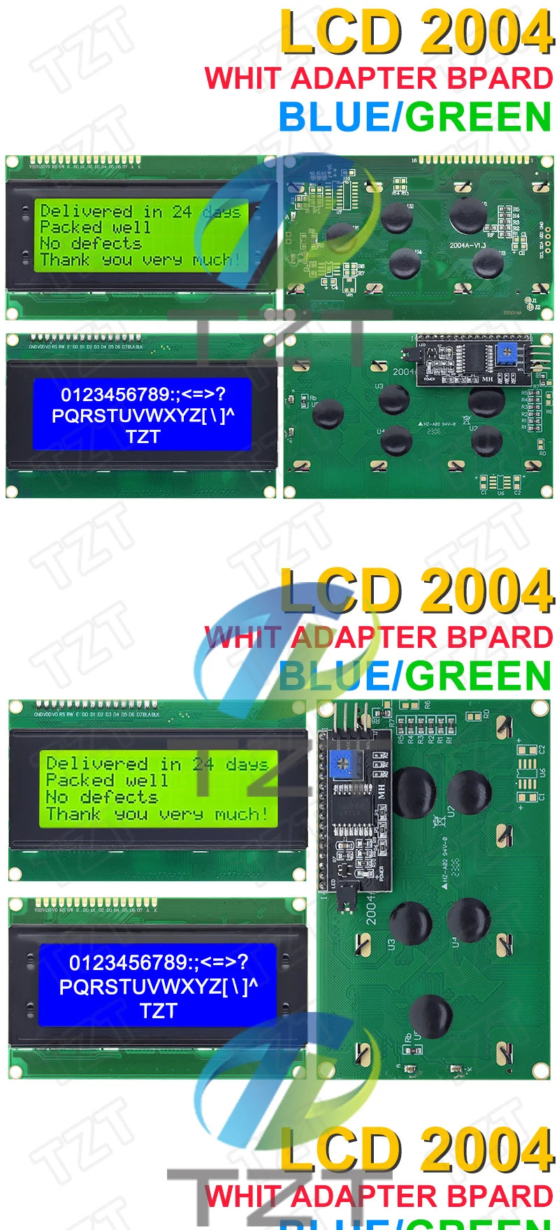 TZT LCD1602 LCD 1602 2004 12864 LCD Display Module Blue Green Screen 16x2 20X4 Character  HD44780 Controller