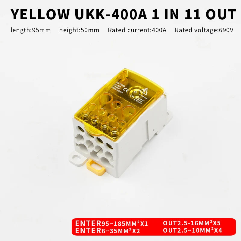 Distribution Box One In Several Out Power Wire Universal Electric Connector Junction Din Rail Terminal Block UKK 80A160A250A400A