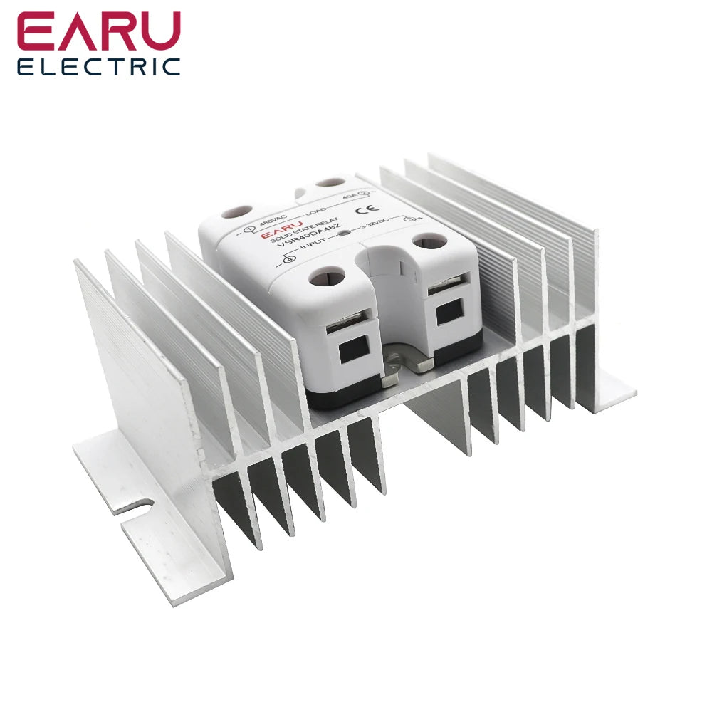 SSR-10DA SSR-40DA SSR 25A 60A 80A 100A 120A Three Phase SSR Solid State Relay DC Control AC 480V 5-32V Input Aluminum Heatsink