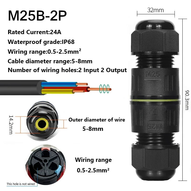 IP68 Waterproof Joint Wire Quick Connection Connector 2 3 4 Pin Solderless LED Lamp Electric Wiring Outdoor Rainproof Terminal