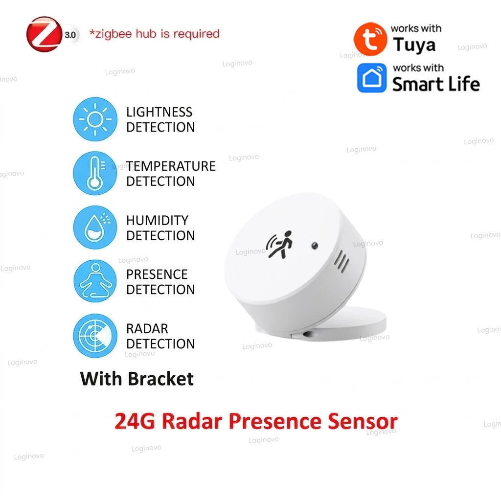 Zigbee Smart Human Presence Sensor MmWave Radar Motion Detector Luminance Temperature Humidity For Zigbee2mqtt Smart Life TUYA