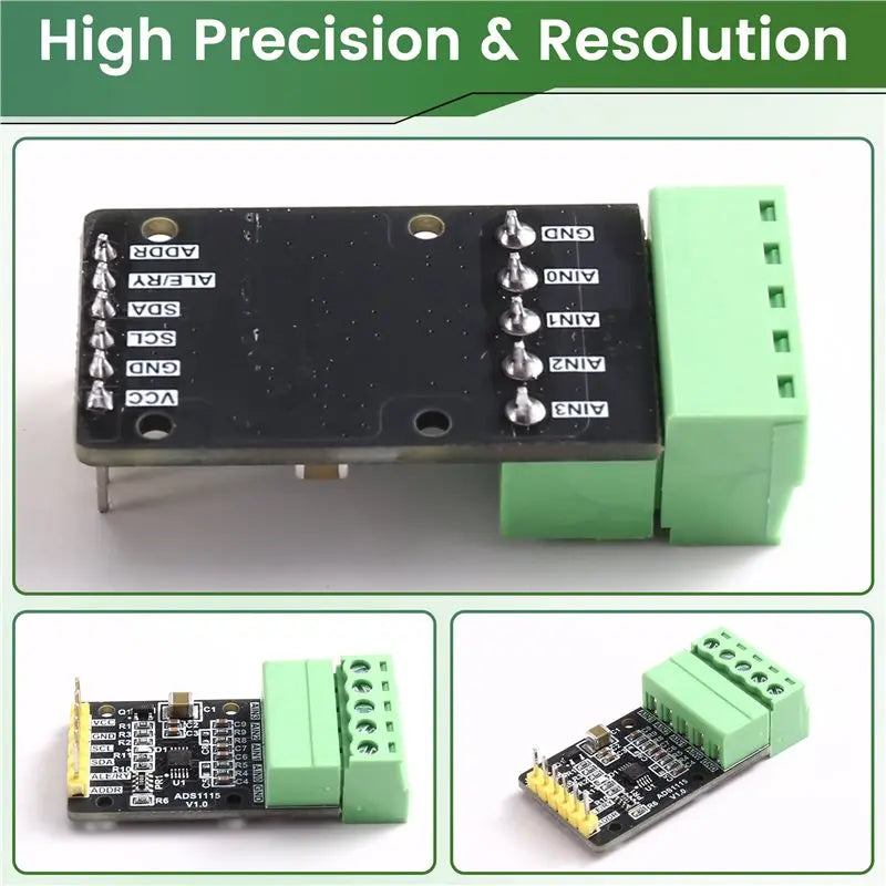 For ADS1115 4-Channel 16-Bit High Accuracy ADC Converter Module, Programmable Gain Amplifier, For I2C Interface