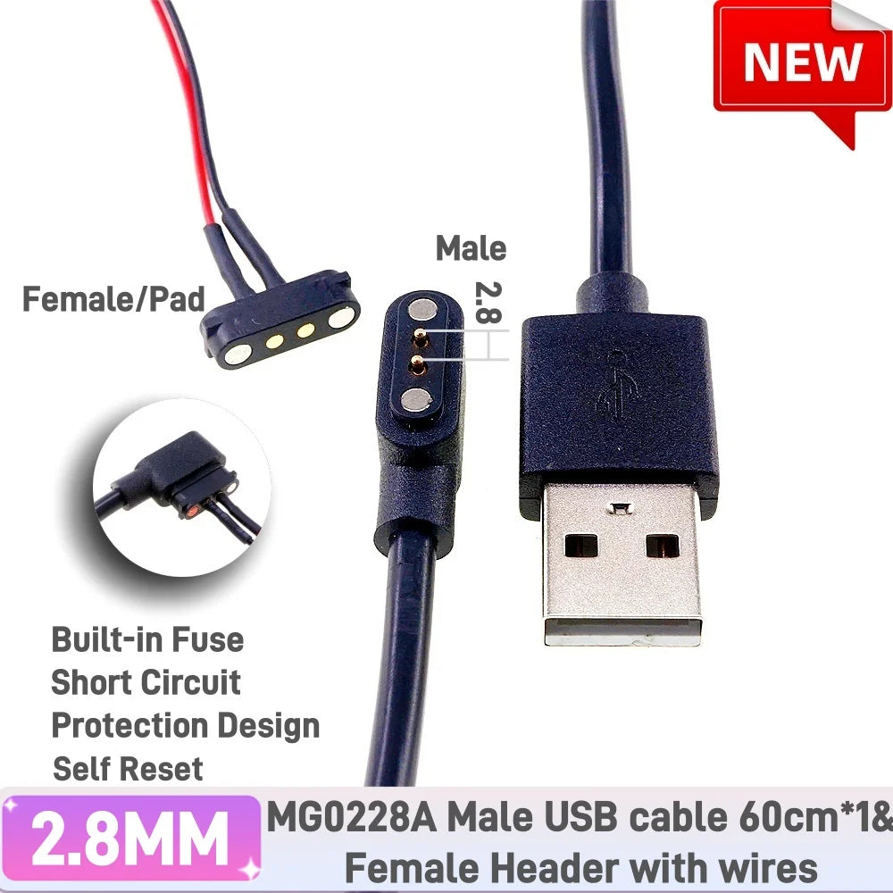 Smart Wristband Male Female Wire 2 3 4 5 Pole USB Type-C DC Charger Connector 2A DC Smart Watch Magnetic Pogo Pin Universal