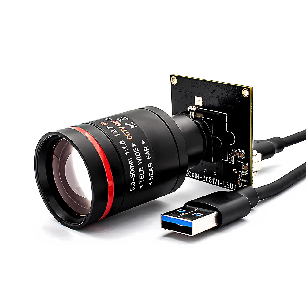 Global Shutter USB3.0 Camera 2.3MP 120FPS Plug And Play M12 Varifocal Lens 10X Zoom Video Camera for Machine Vision Live Stream