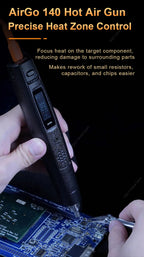 MINIWARE AirGo 140 Portable Hot Air Soldering Station 140W PD3.1 USB C BGA Desoldering Rework Tool Digital Temp Cable Box