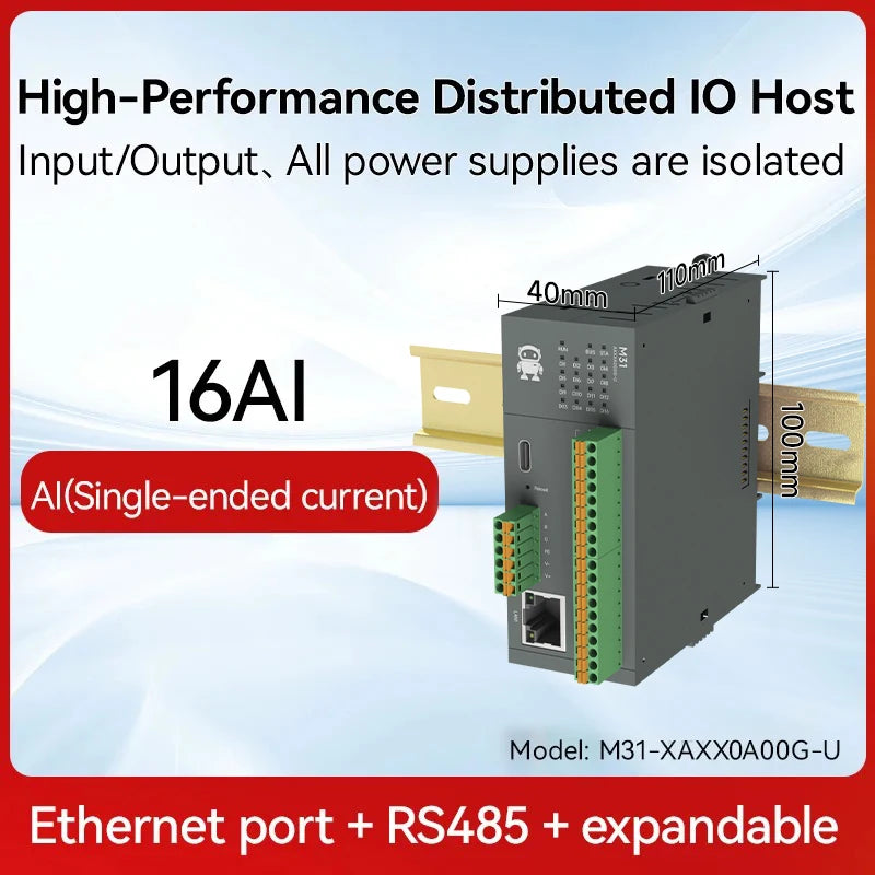 RS485 RJ45 DI/DO/AO/AI Distributed Remote IO Module CDEBYTE M31-U Series Modbus NEW Version Support PNP NPN DIP Free Splicing