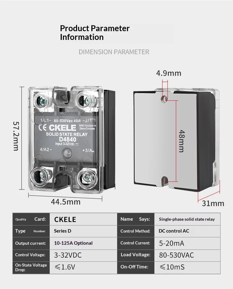 D48 Series SSR Single Phase Solid State Relay DC-AC AC-AC Control Zero Crossing AC Relay Industrial Electronic Switching Module